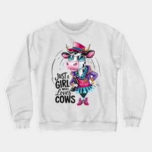 In this vibrant and whimsical 4k vector illustration, a delightful cow character exudes infectious charm(3) Crewneck Sweatshirt